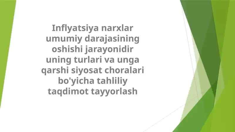 Inflyatsiya va uning ta'limi
