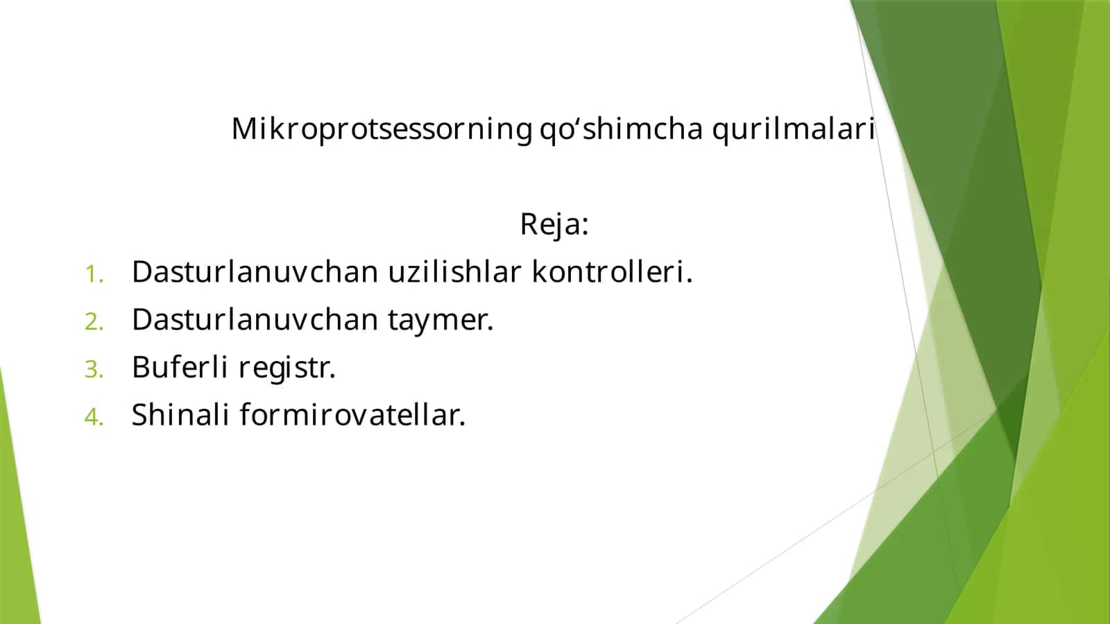 Mikroprotsessorning qo‘shimcha qurilmalari