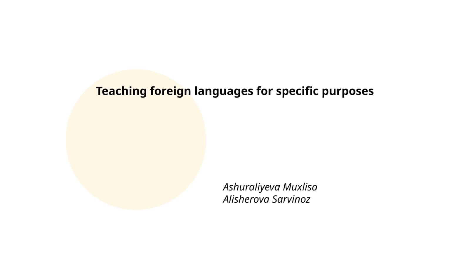 Curriculum Design for Language for Specific Purposes (LSP)