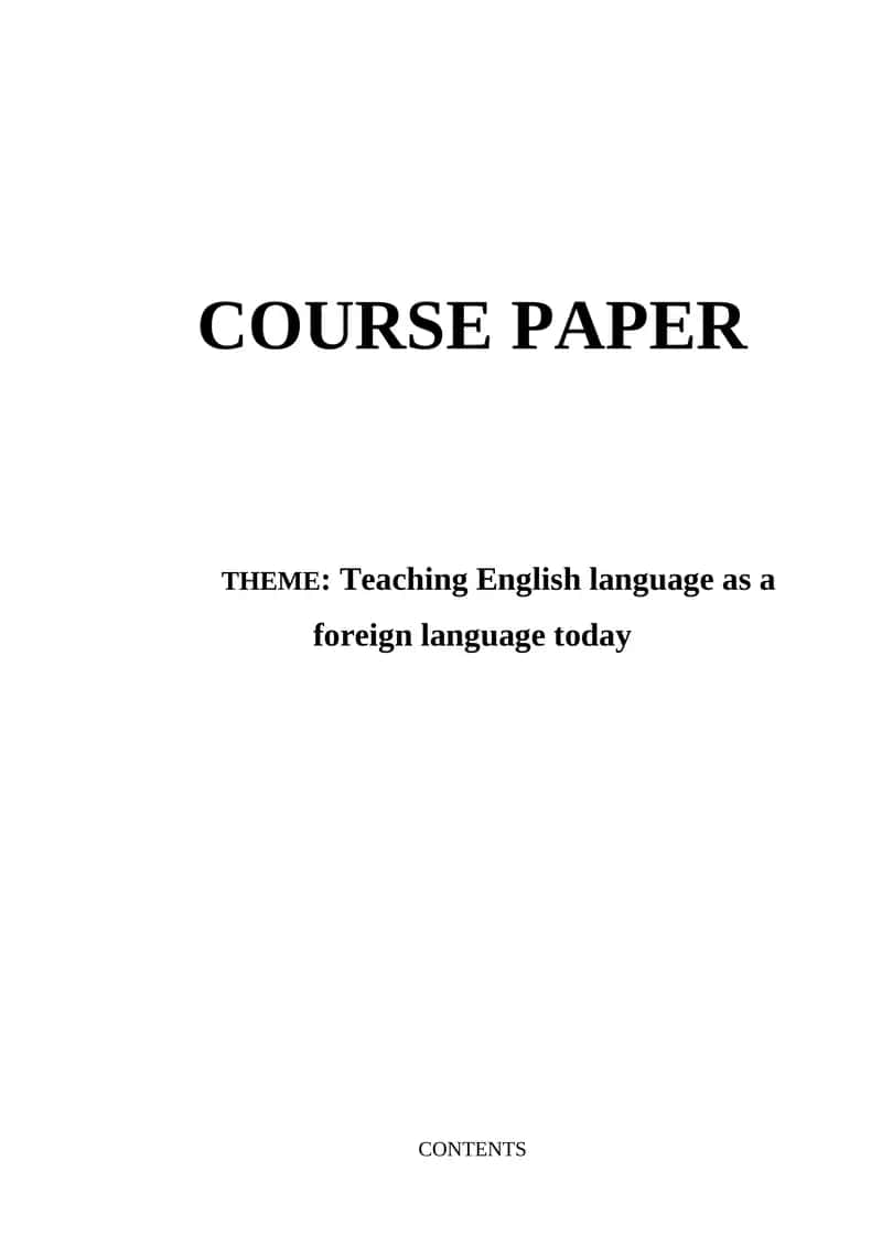 Teaching English language as a foreign language today