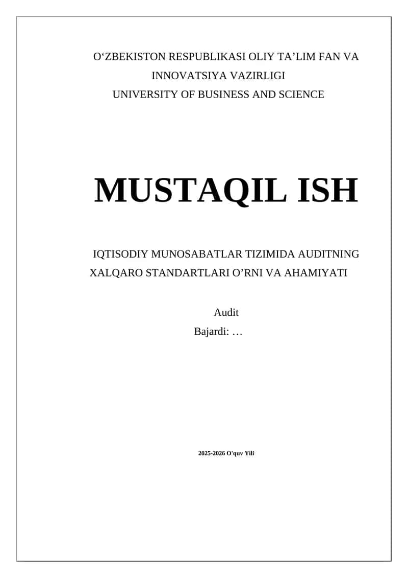 Xalqaro Audit Standartlari