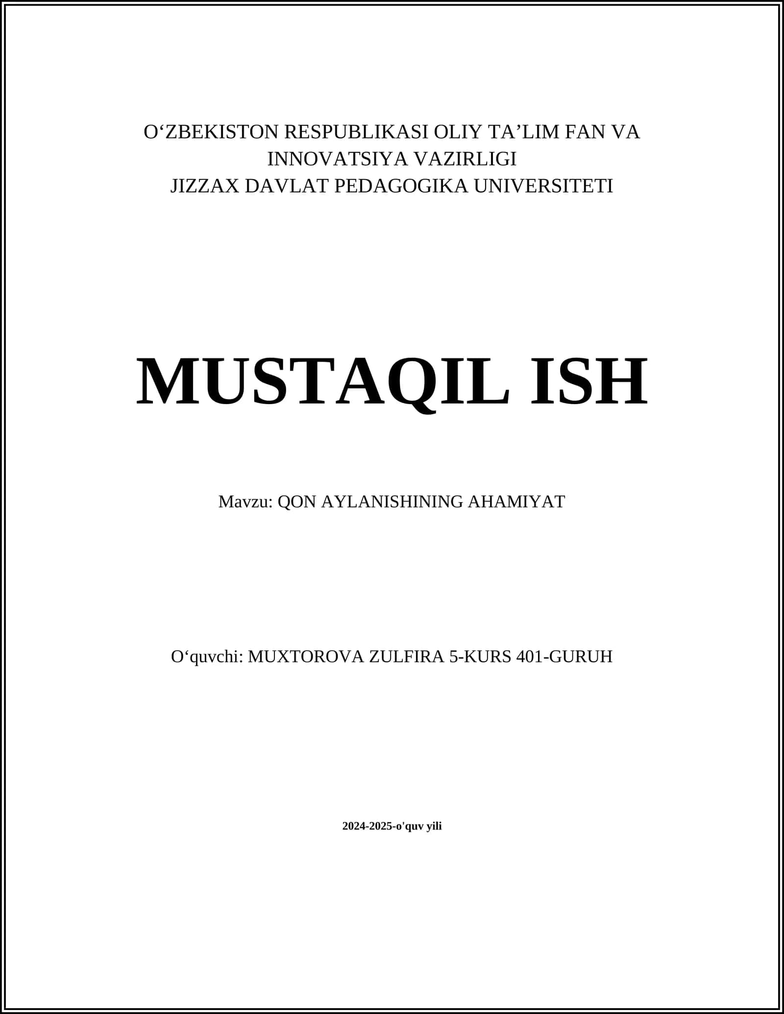Qon Aylanish Tizimining Anatomiyasi