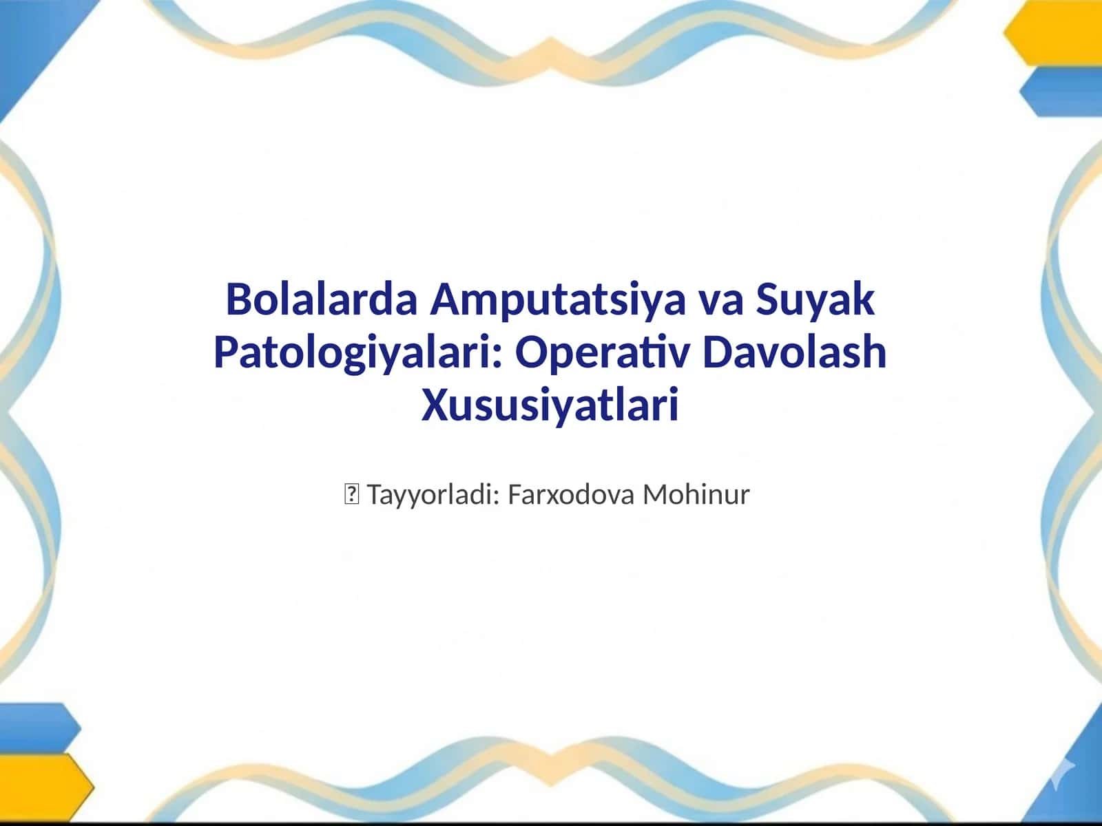 Bolalarda Amputatsiya va Suyak Patologiyalari: Operativ Davolash Xususiyatlari