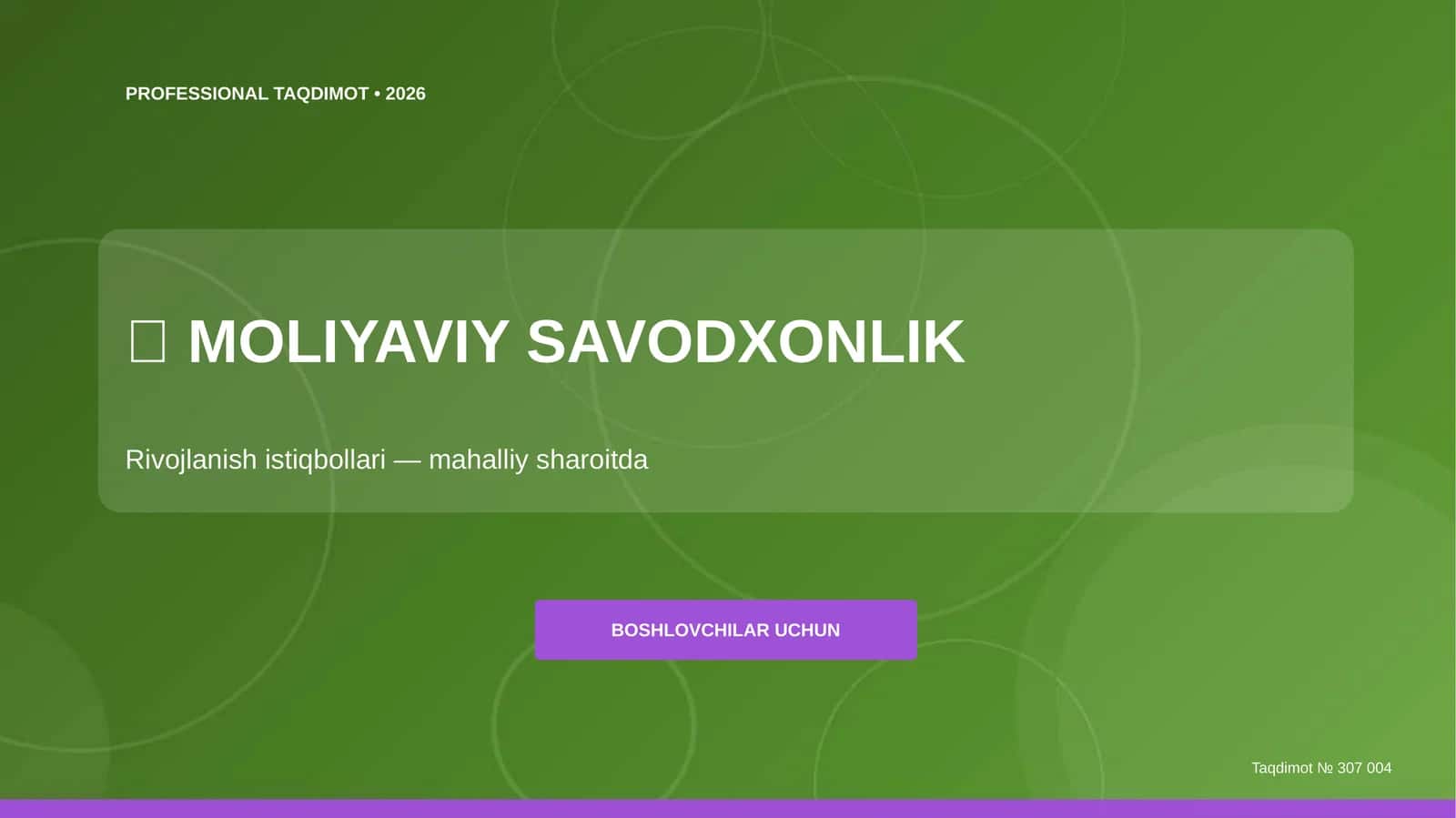 MOLIYAVIY SAVODXONLIK