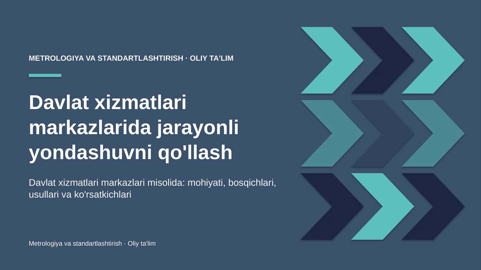 Metrologiya va standartlashtirish · Oliy ta'lim