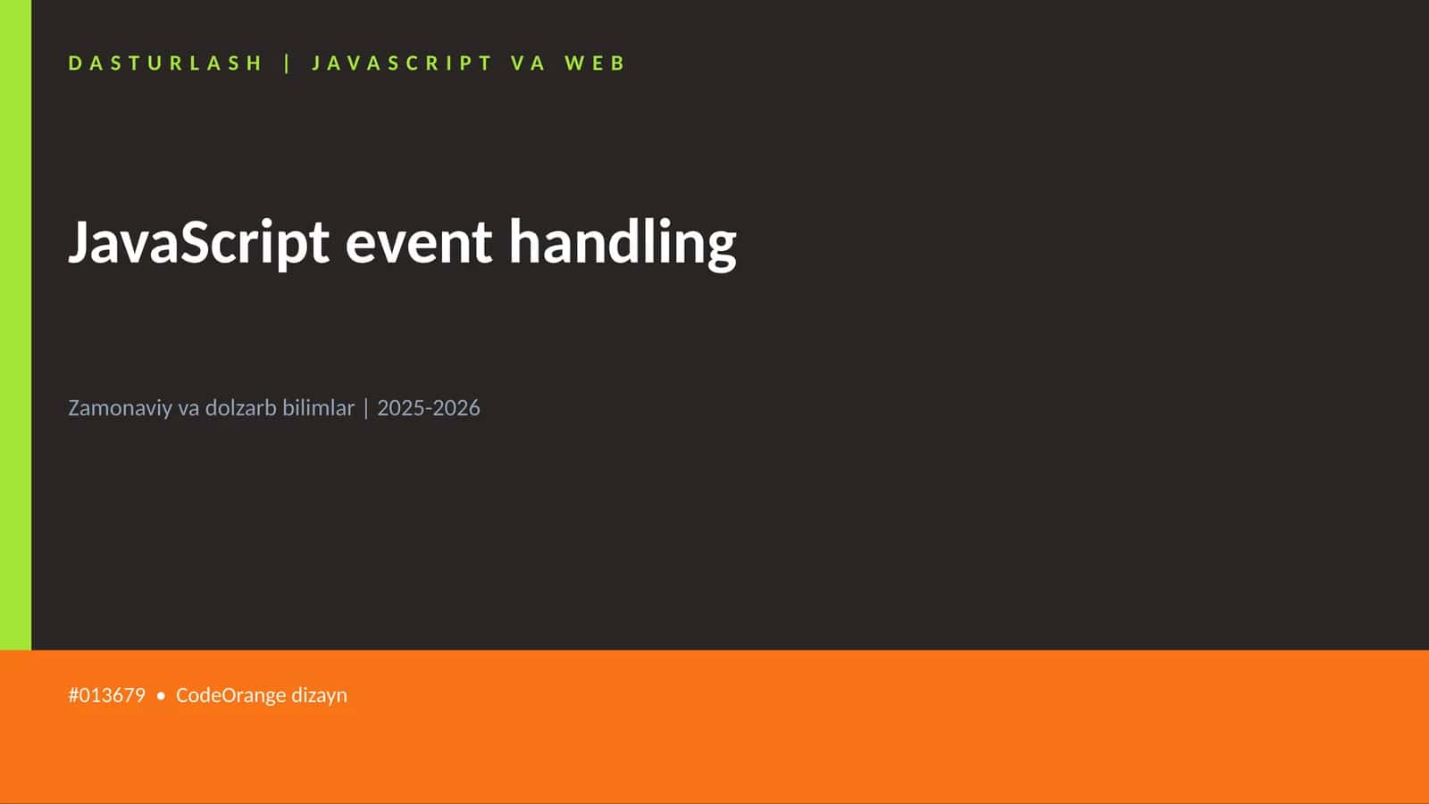 DASTURLASH | JAVASCRIPT VA WEB