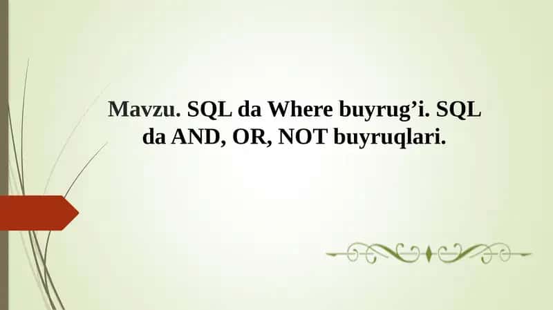 SQL da Where buyrug’i