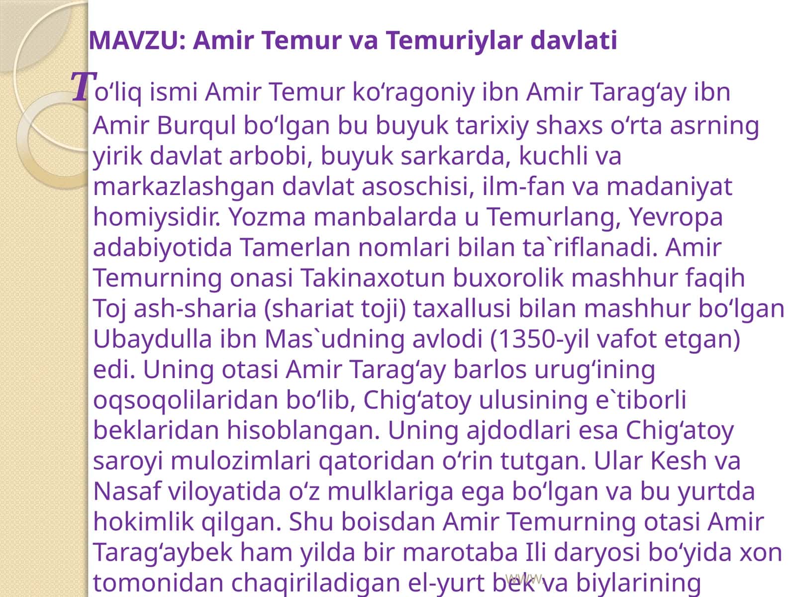 Amir Temur va Temuriy davlati