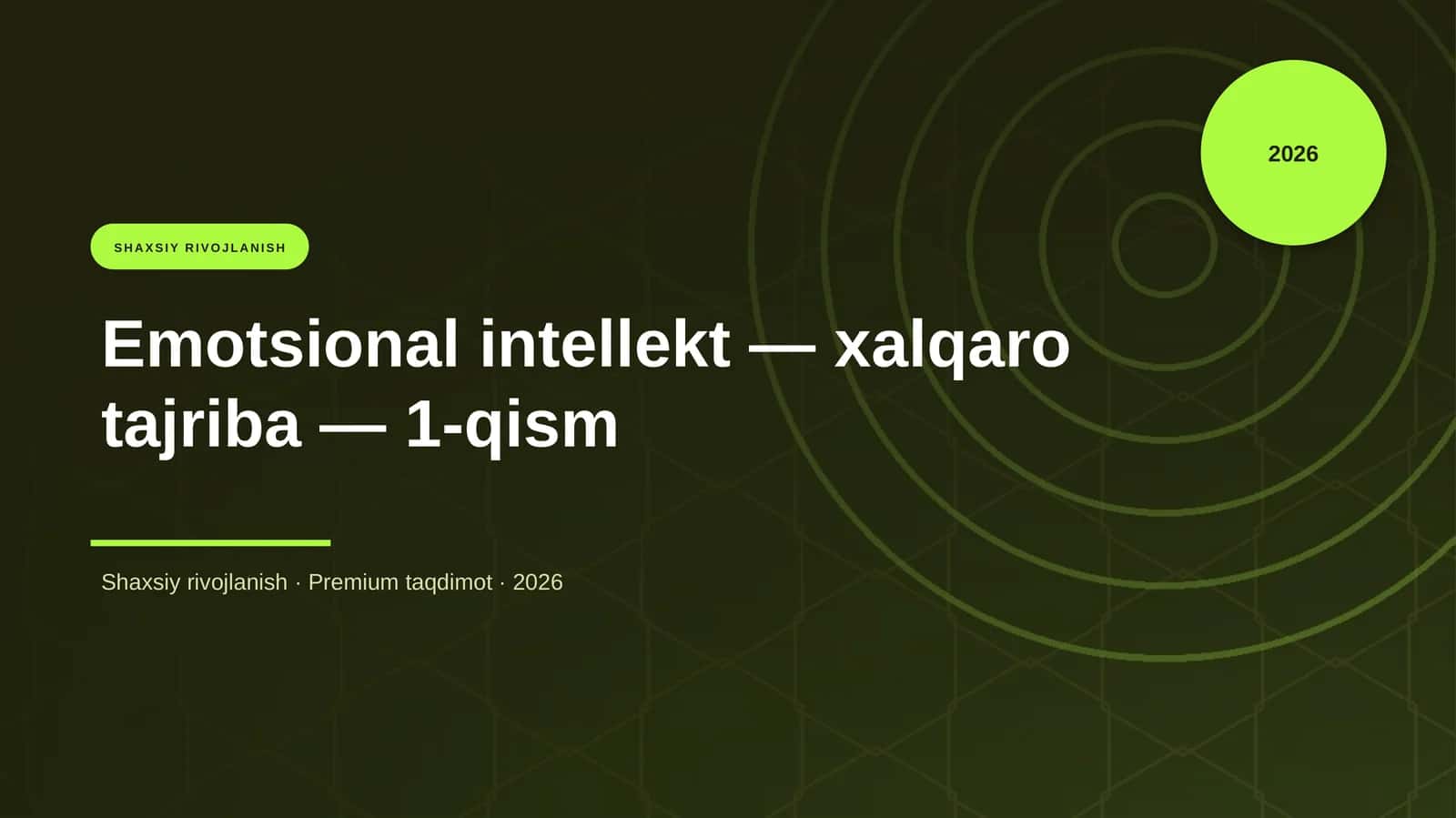 Emotsional intellekt — xalqaro tajriba — 1-qism