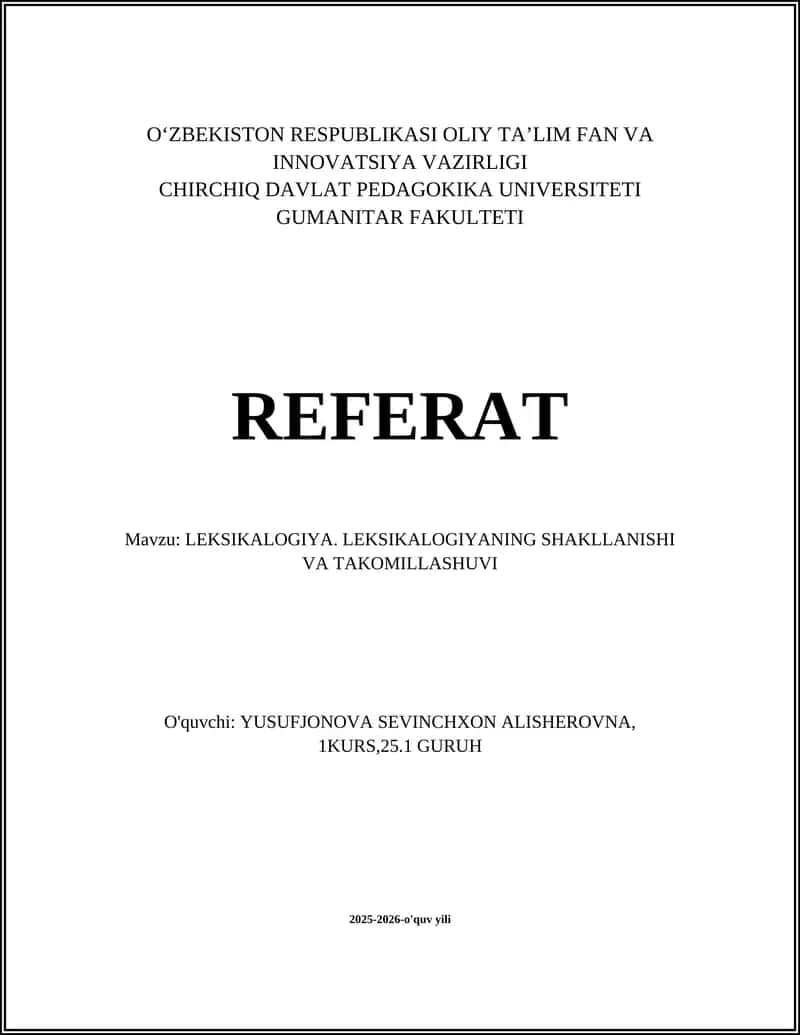 LEKSIKALOGIYA