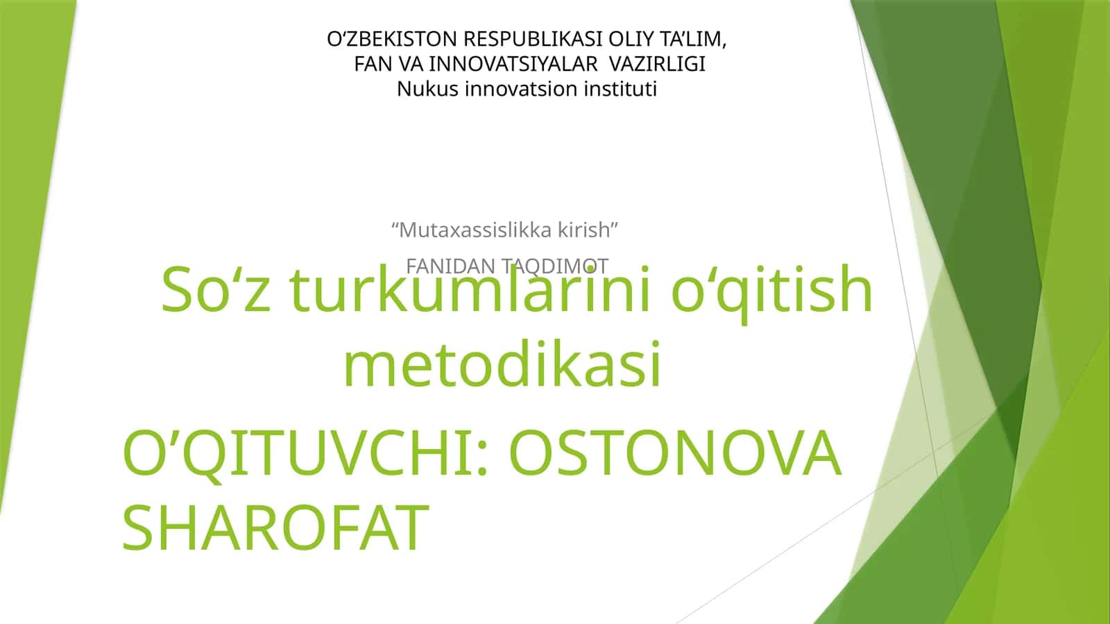 So‘z turkumlarini o‘qitish mеtodikasi