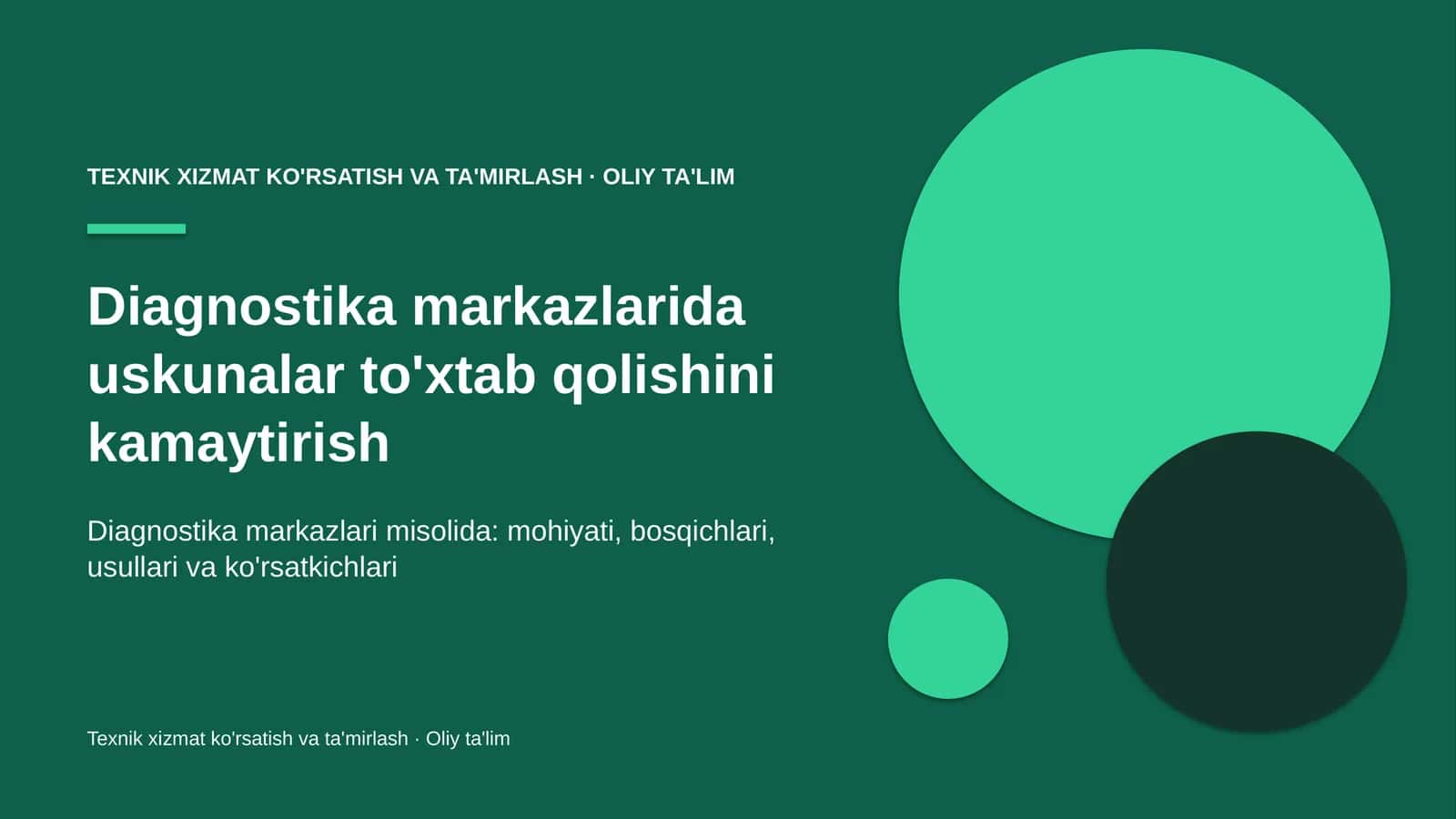 Diagnostika markazlarida uskunalar to'xtab qolishini kamaytirish