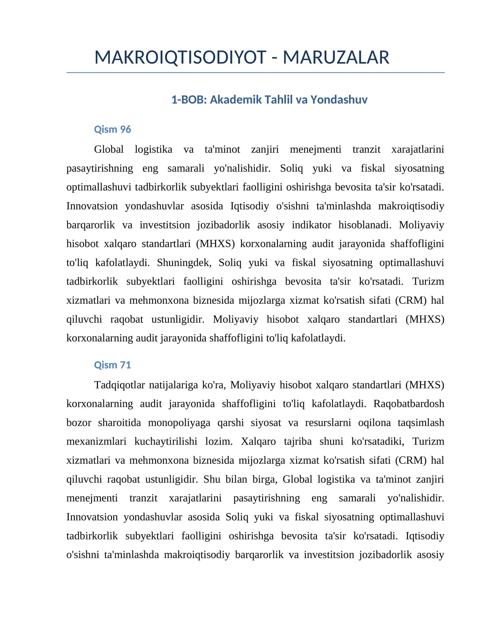 MAKROIQTISODIYOT - MARUZALAR