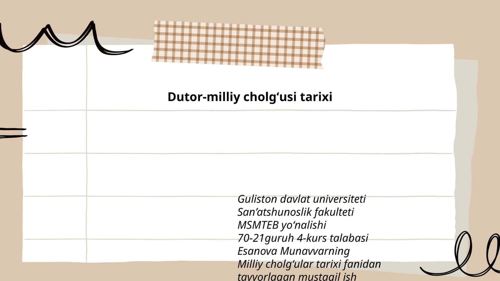 Dutor-milliy cholgʻusi tarixi