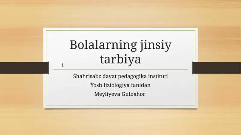 Bolalarning jinsiy tarbiya