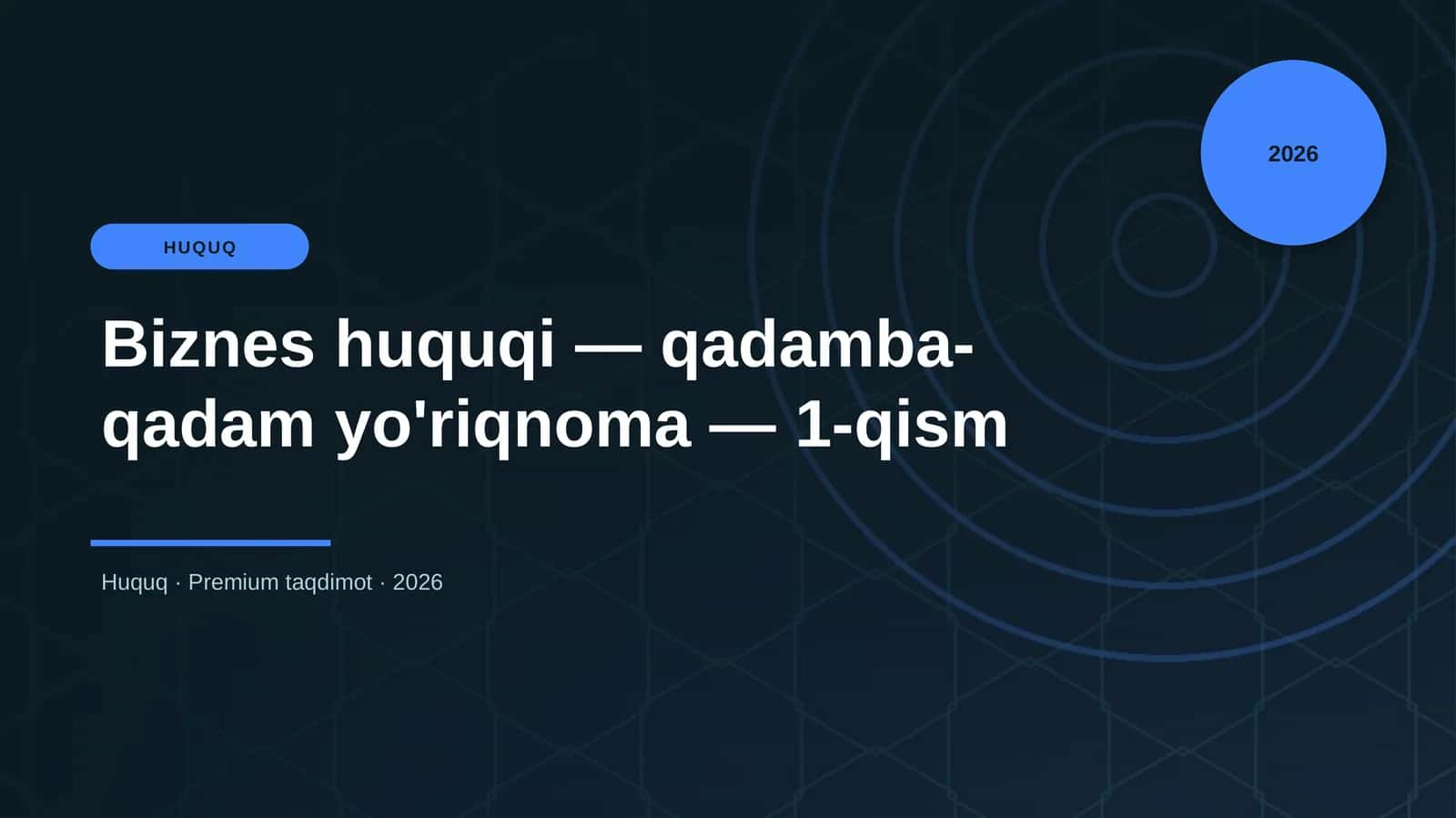 Biznes huquqi — qadamba-qadam yo'riqnoma — 1-qism