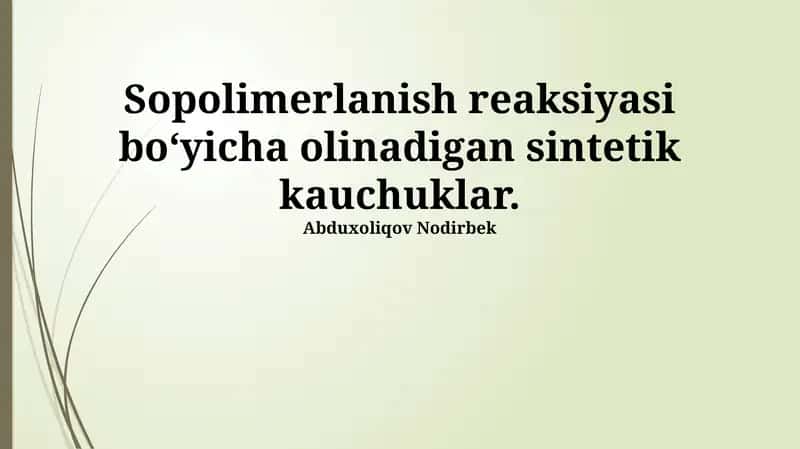 Sintetik Kauchuklar