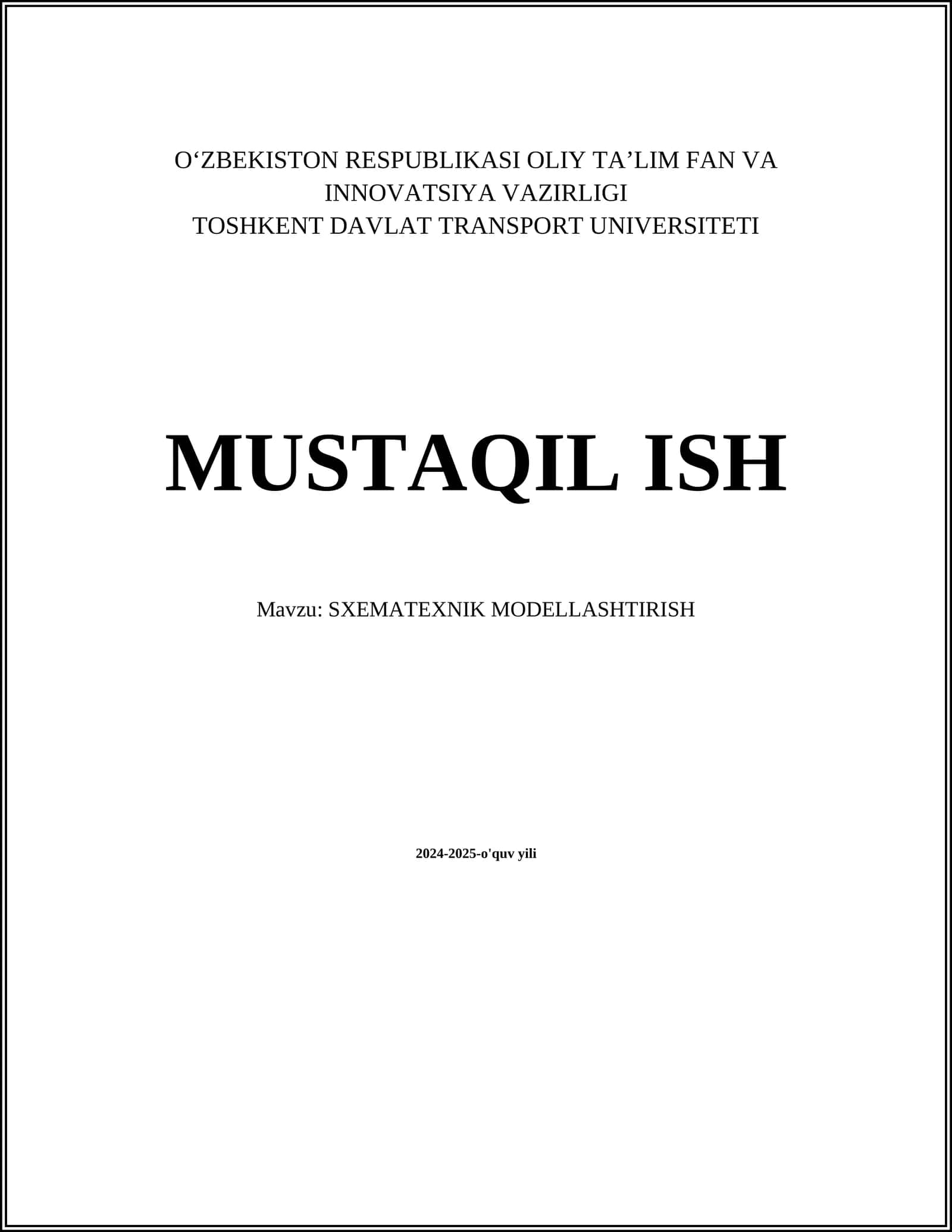 SXEMATEXNIK MODELLASHTIRISH