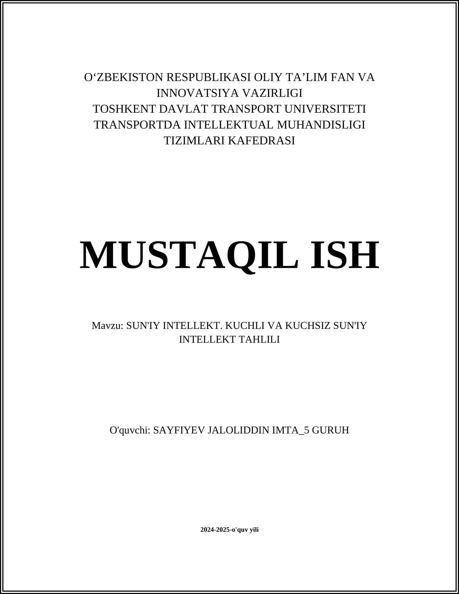SUN'IY INTELLEKT TAHLILI