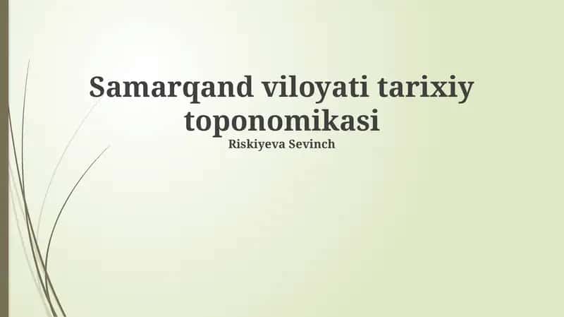 Samarqand viloyati tarixiy toponomikasi