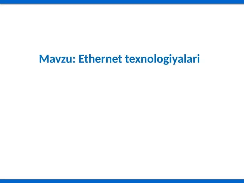Ethernettexnologiyalari