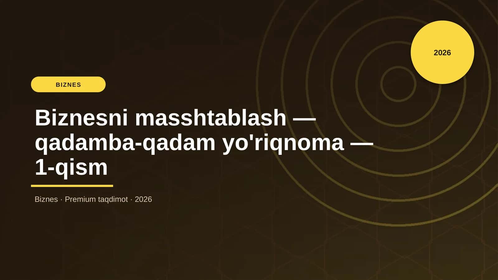 Biznesni masshtablash — qadamba-qadam yo'riqnoma — 1-qism
