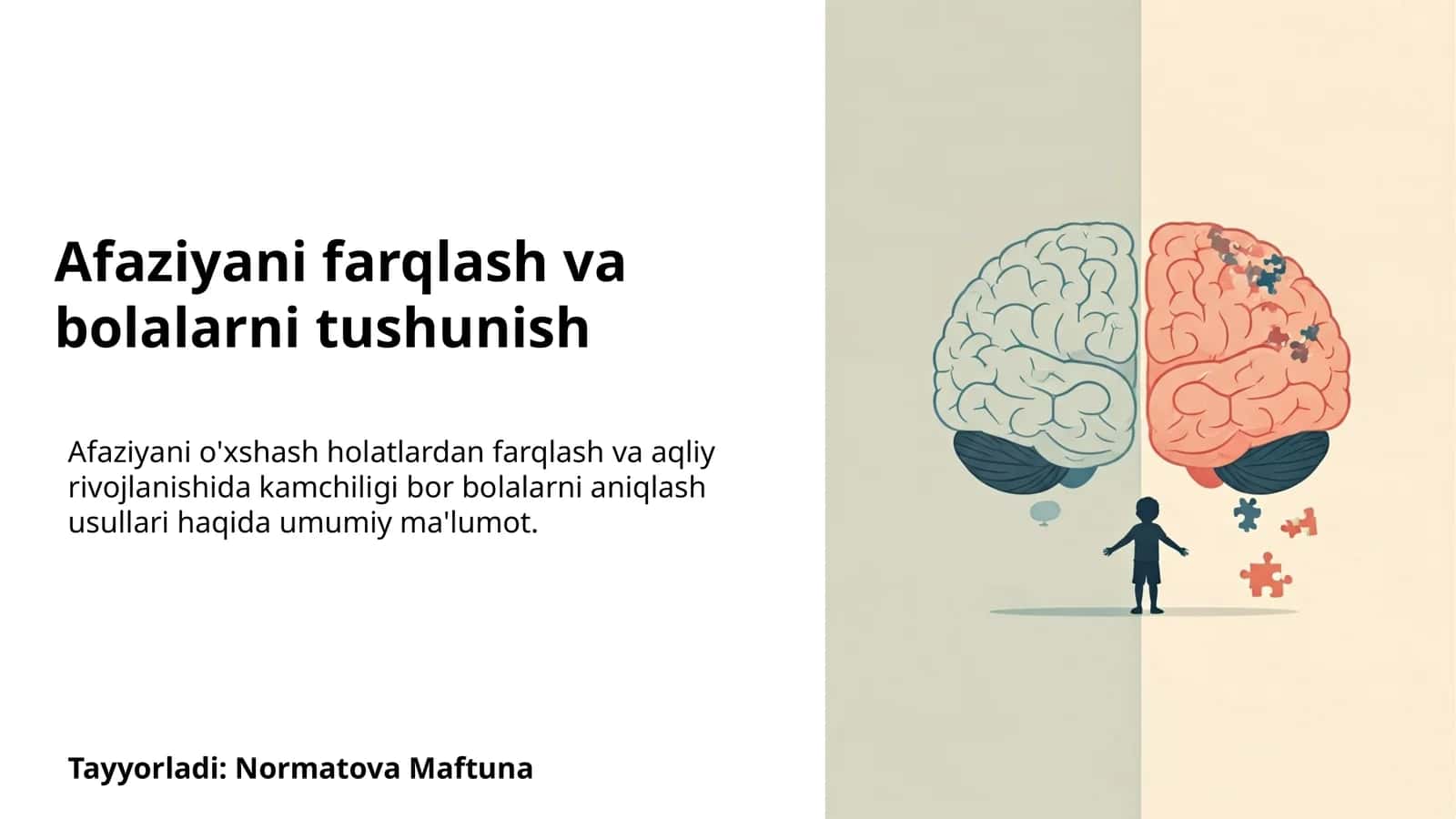 Afaziyani farqlash va bolalarni tushunish
