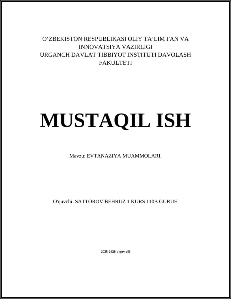 EVTANAZIYA MUAMMOLARI