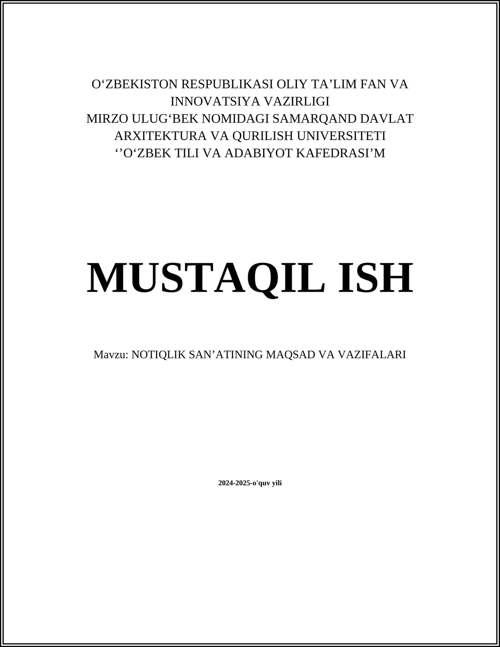 NOTIQLIK SAN’ATINING MAQSAD VA VAZIFALARI