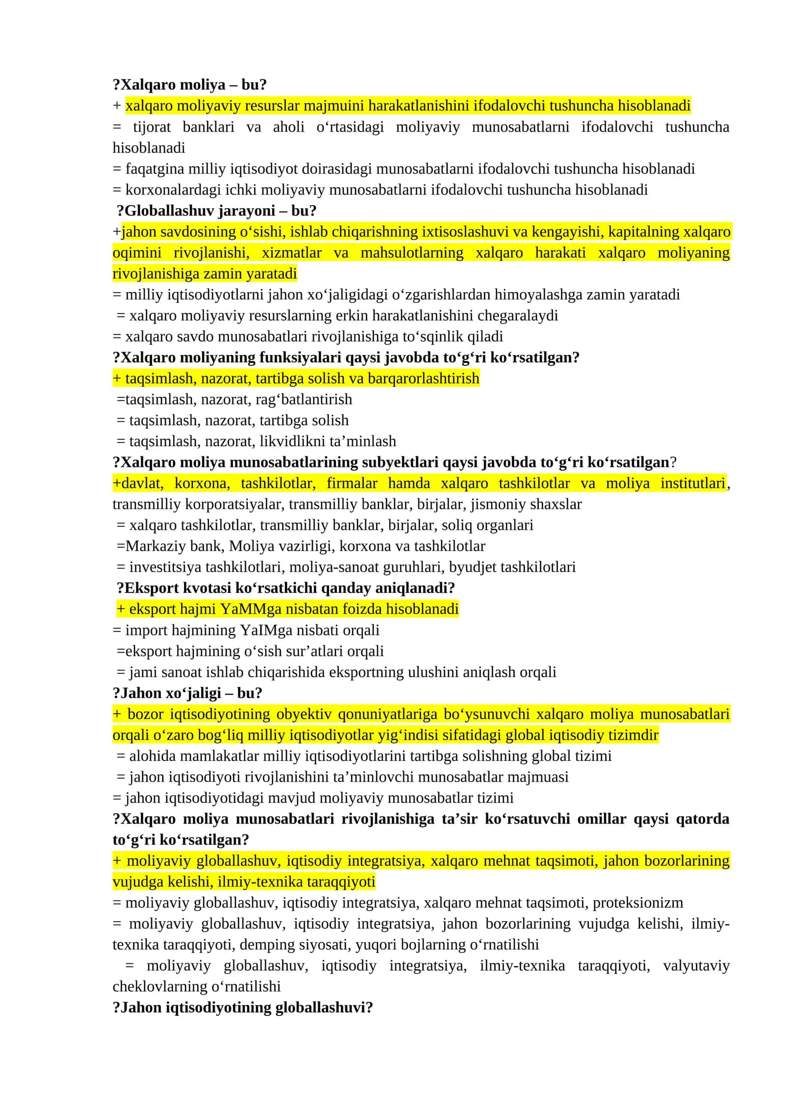 Xalqaro moliya va Globallashuv