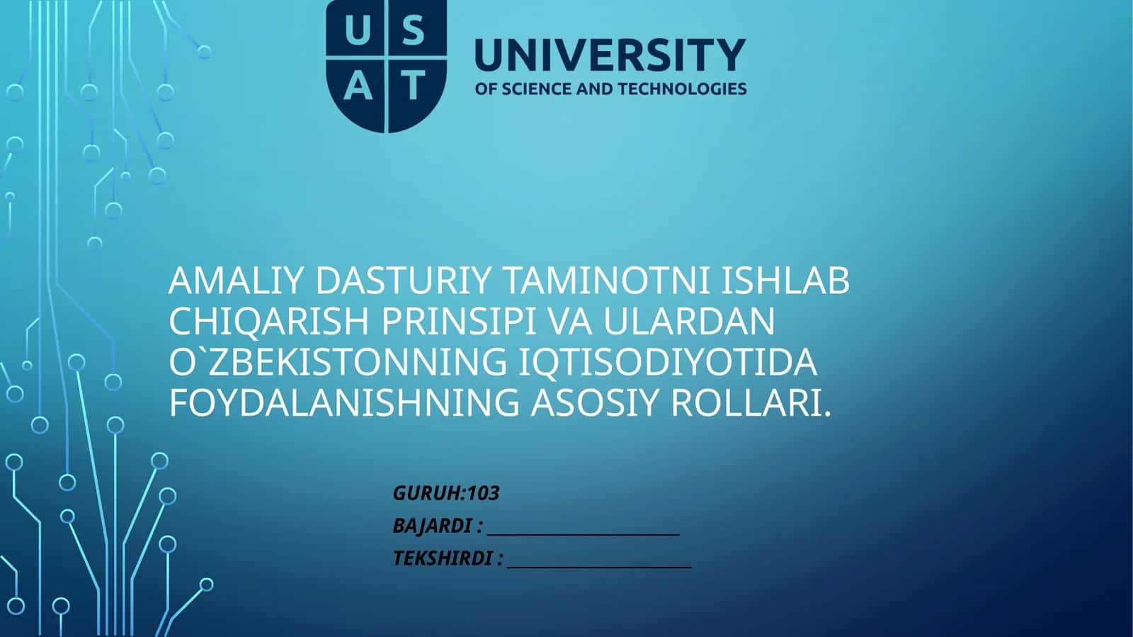 Dasturiy taʼminotni ishlab chiqarish prinsipi va ulardan O`zbekistonning iqtisodiyotida foydalanishning asosiy rollari