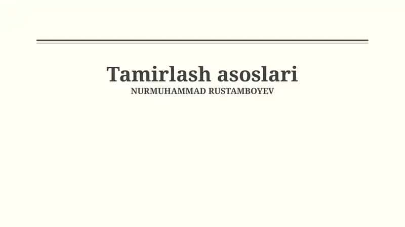 Tamirlash asoslari