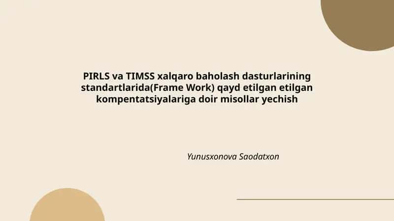 PIRLS va TIMSS xalqaro baholash dasturlari