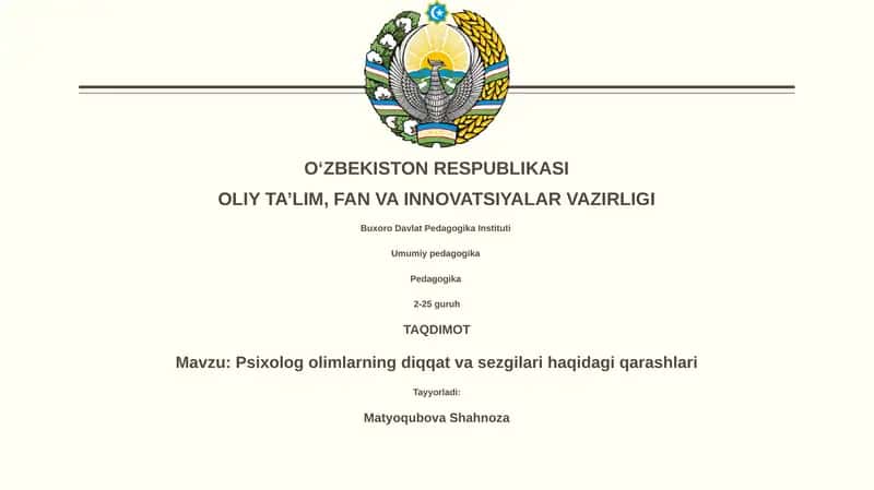 Psixolog olimlarning diqqat va sezgilari haqidagi qarashlari