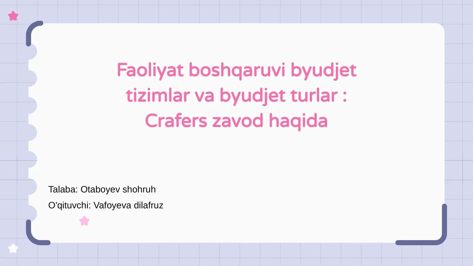 Crafers zavod haqida