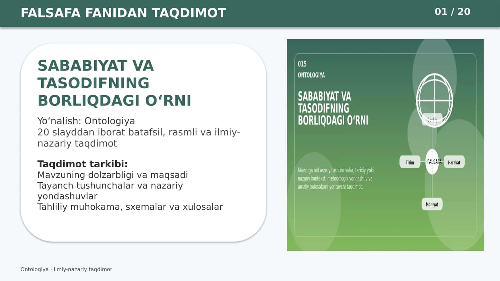 Ontologiya va Ilmiy-nazariy taqdimot