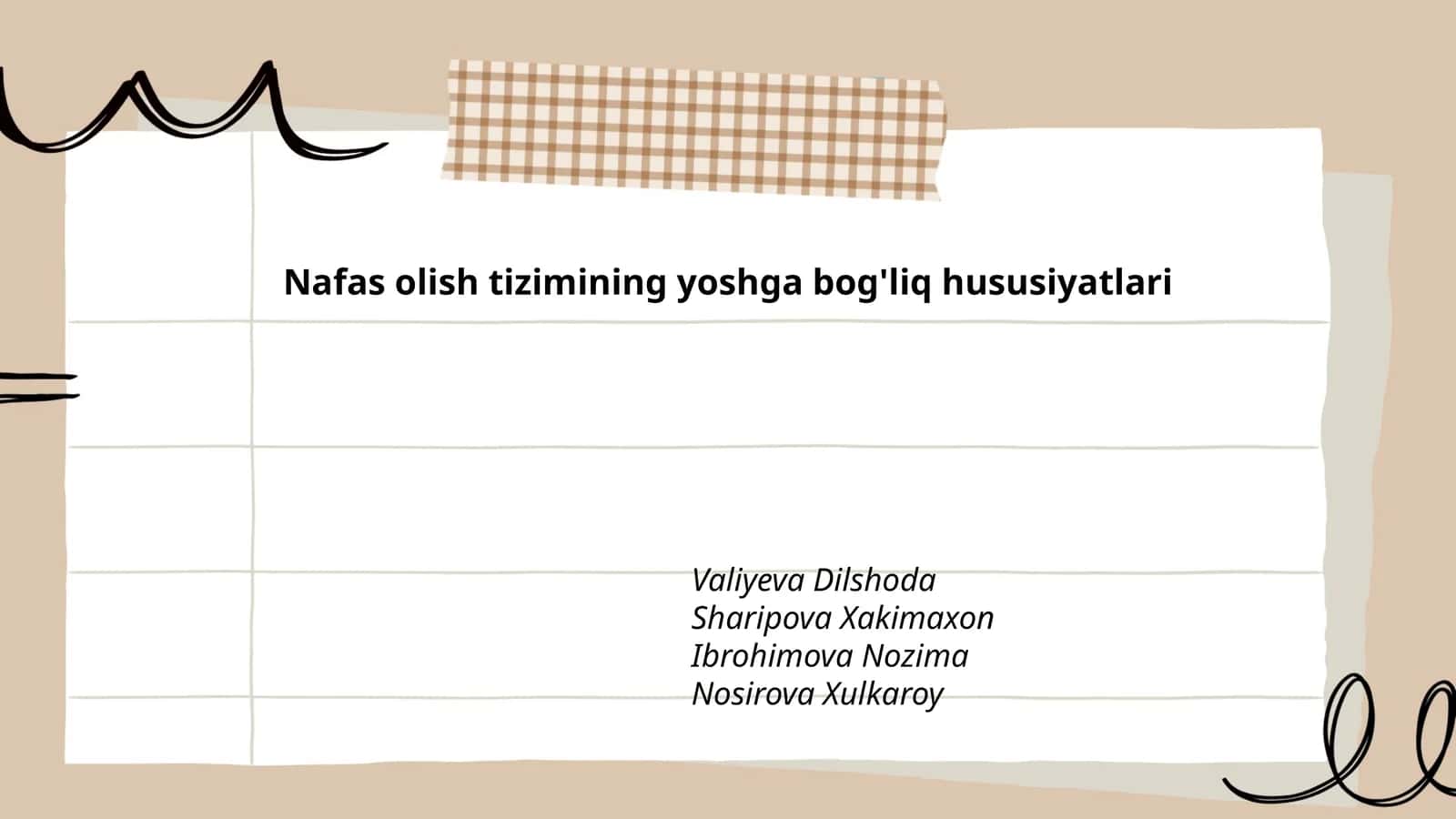 Nafas olish tizimining yoshga bog'liq hususiyatlari