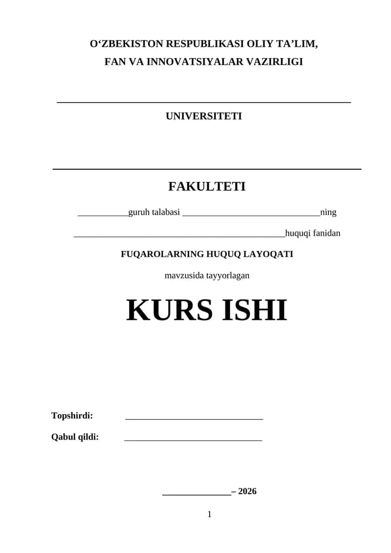 FUQAROLARNING HUQUQ LAYOQATI Kurs ishi
