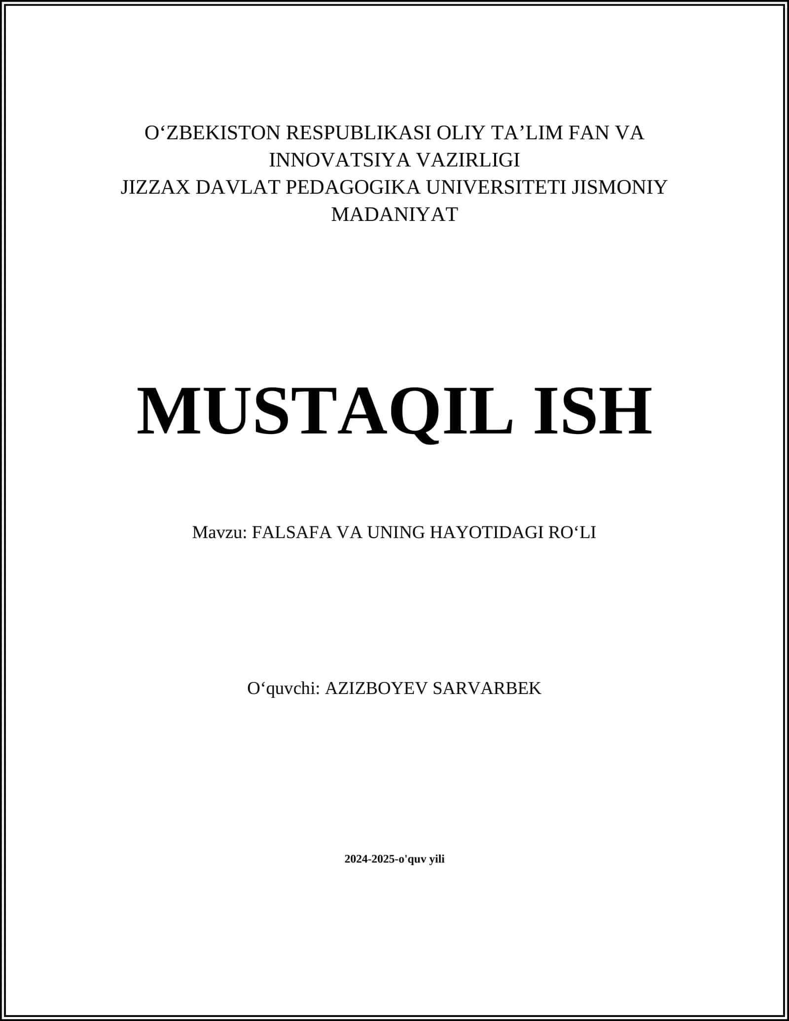Falsafa va uning hayotidagi roʻli