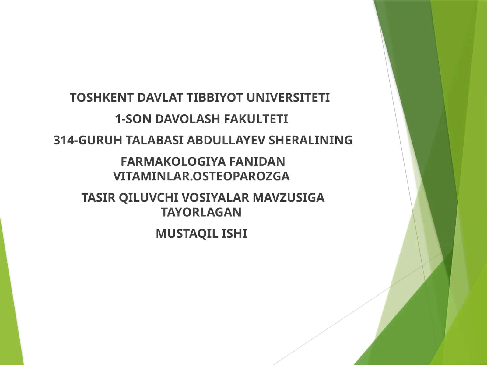 VITAMINLAR.OSTEOPAROZGA TASIR QILUVCHI VOSIYALAR