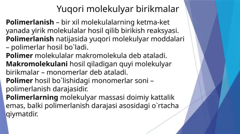 Polimerlar va polimerlanish