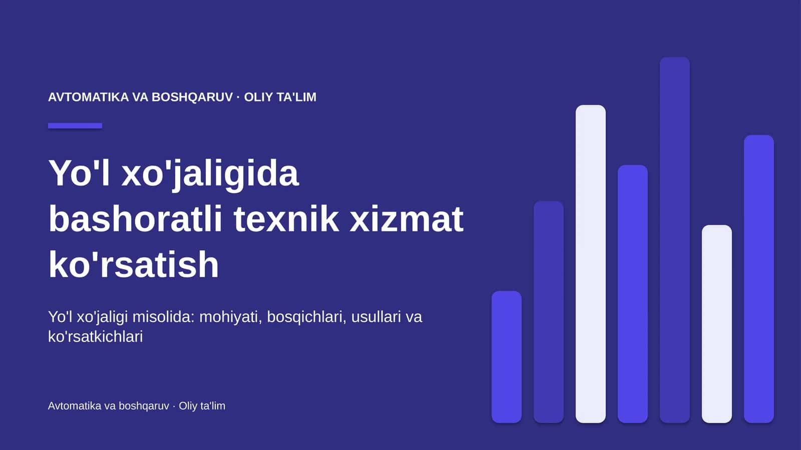 Yo'l xo'jaligida bashoratli texnik xizmat ko'rsatish