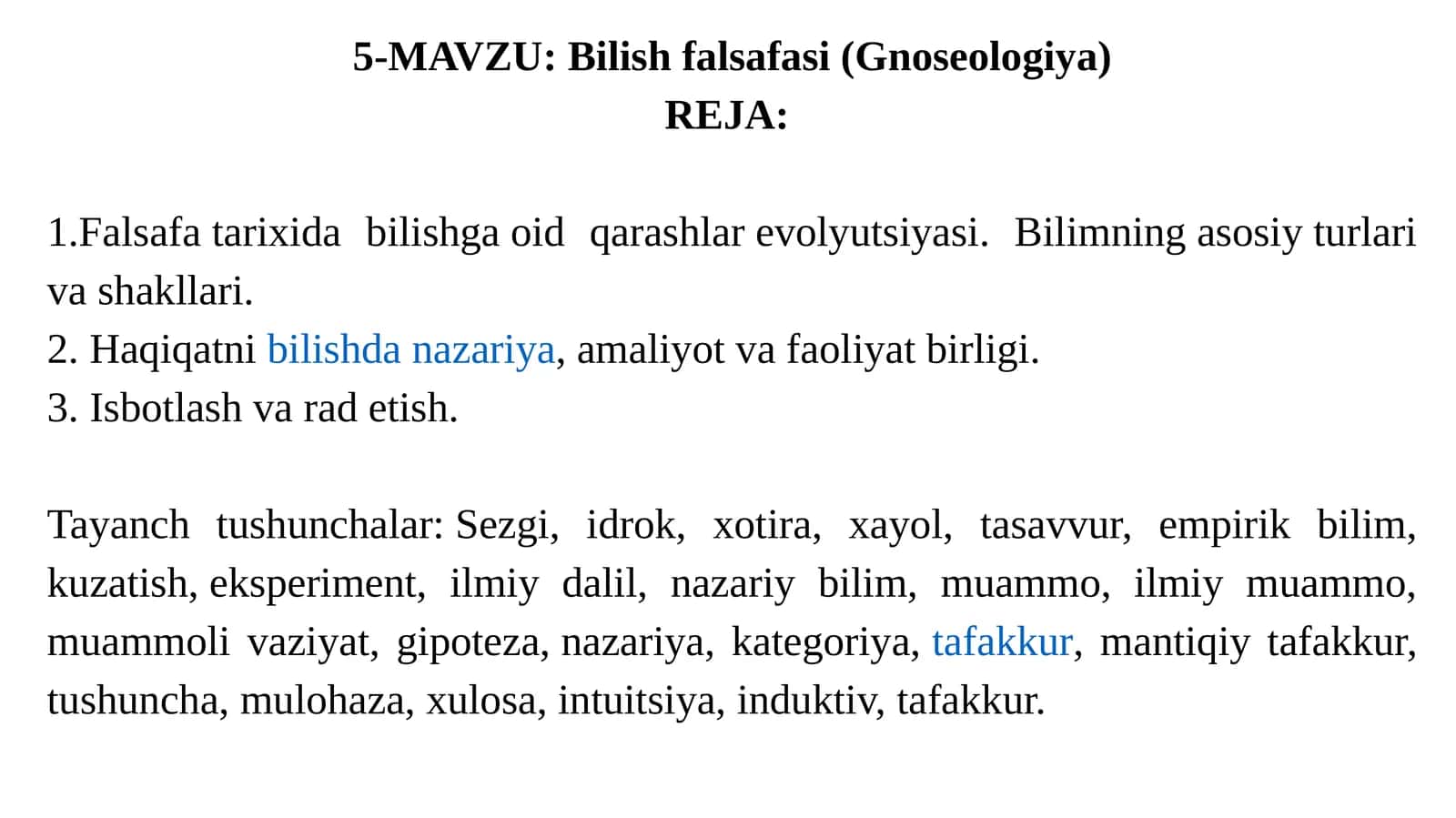 Bilish falsafasi (Gnoseologiya)