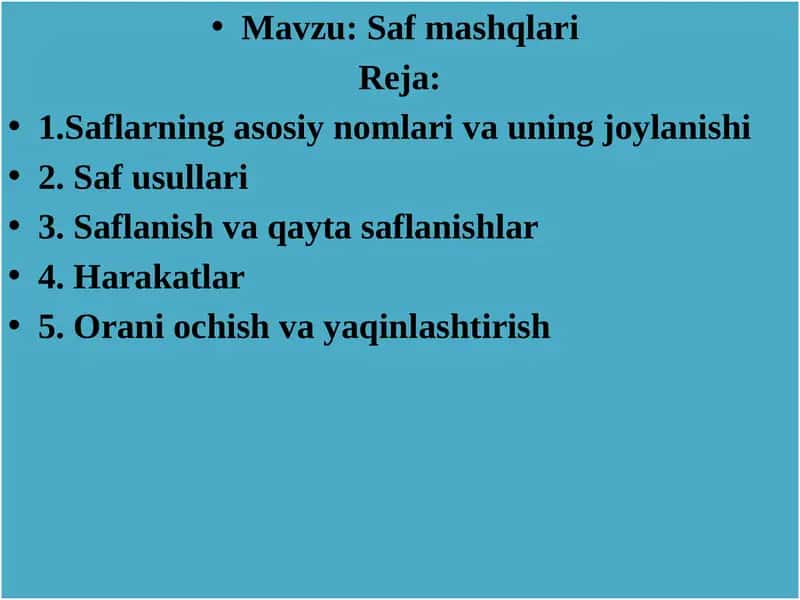Saf mashqlari