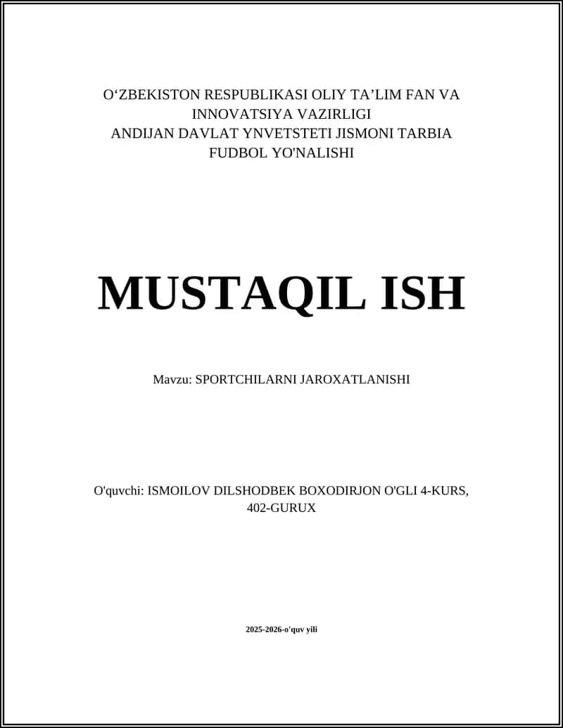SPORTCHILARNI JAROXATLANISHI