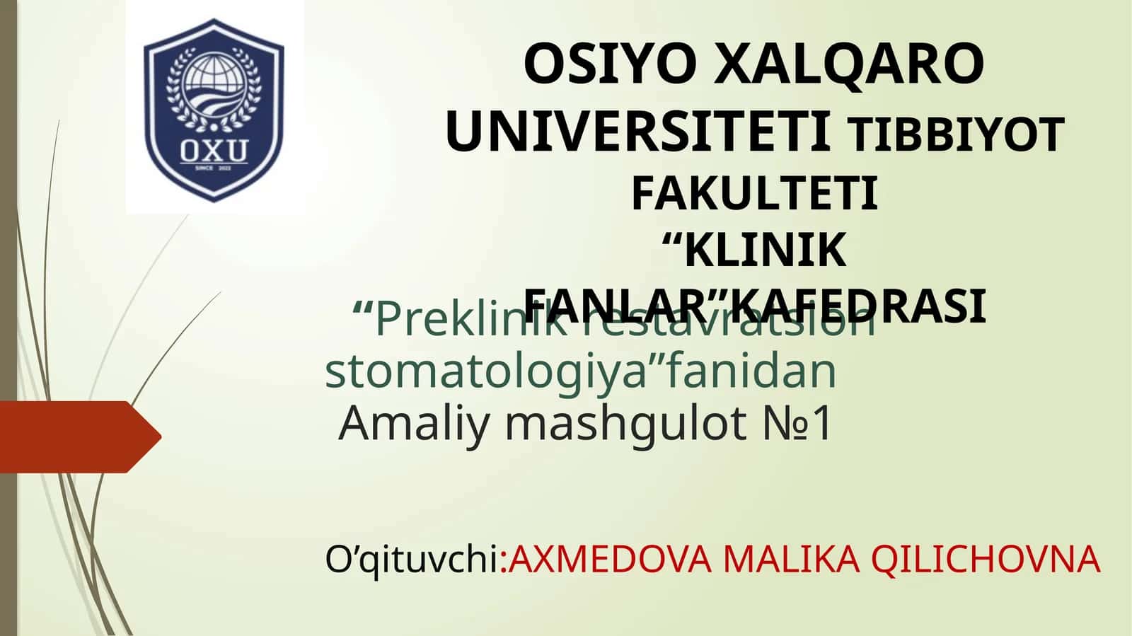 Preklinik restavratsion stomatologiyasi