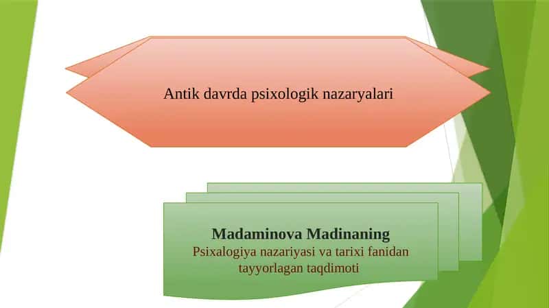Psixalogiya nazariyasi va tarixi fanidan tayyorlagan taqdimoti