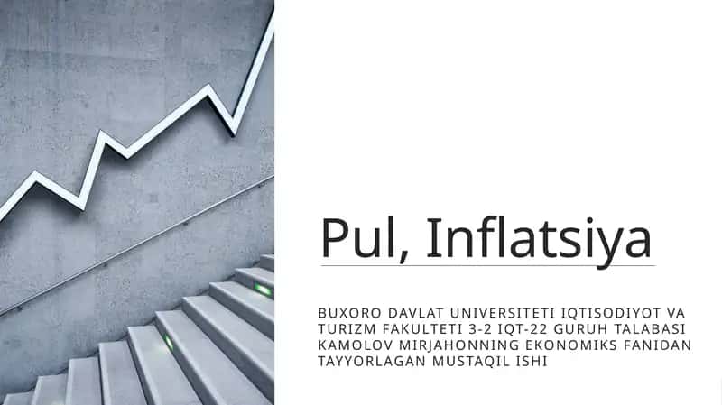 Buxoro Davlat Universiteti Iqtisodiyot va Turizm fakulteti 3-2 IQT-22 guruhi talabasi Kamolov Mirjahonning Ekonomika fanidan tayyorlagan mustaqilishi