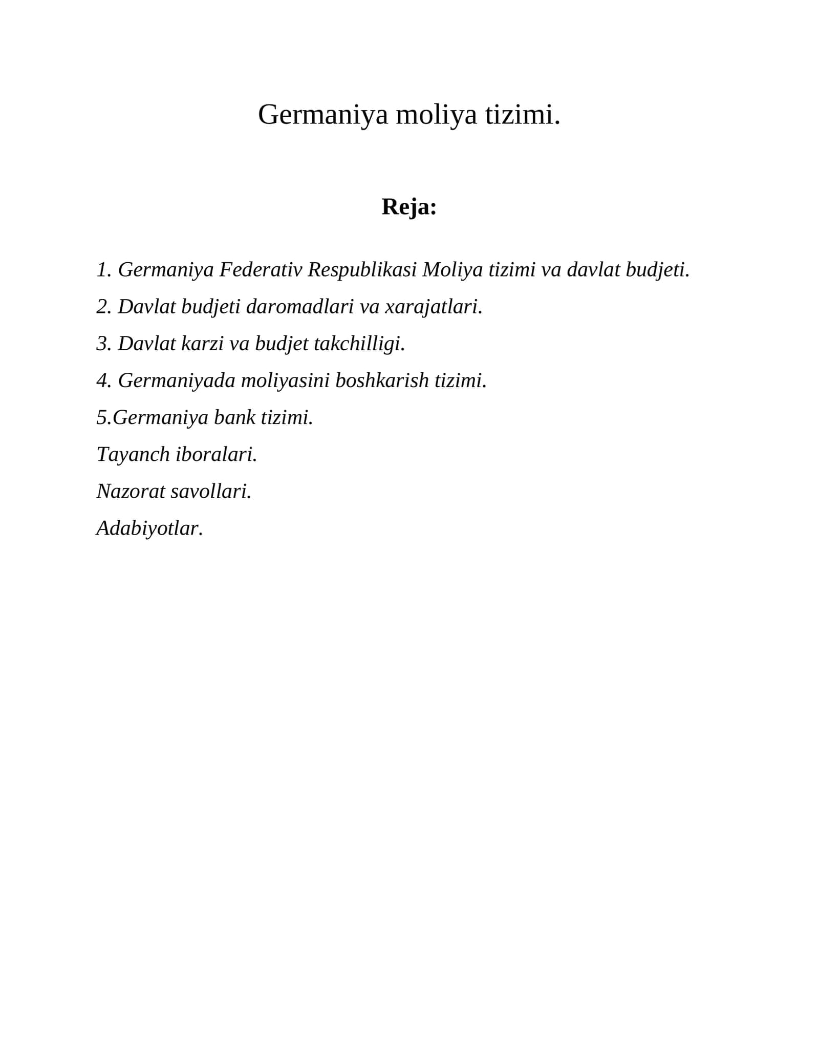 Germaniya moliya tizimi