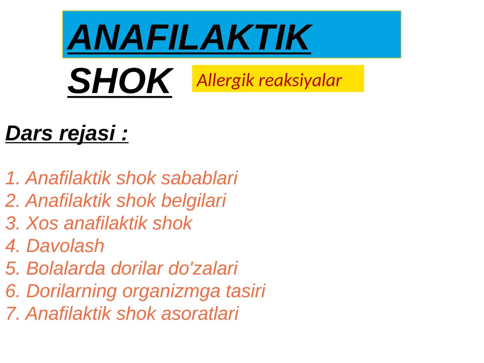 Allergik Reaksiyalar - Anafilaktik shok